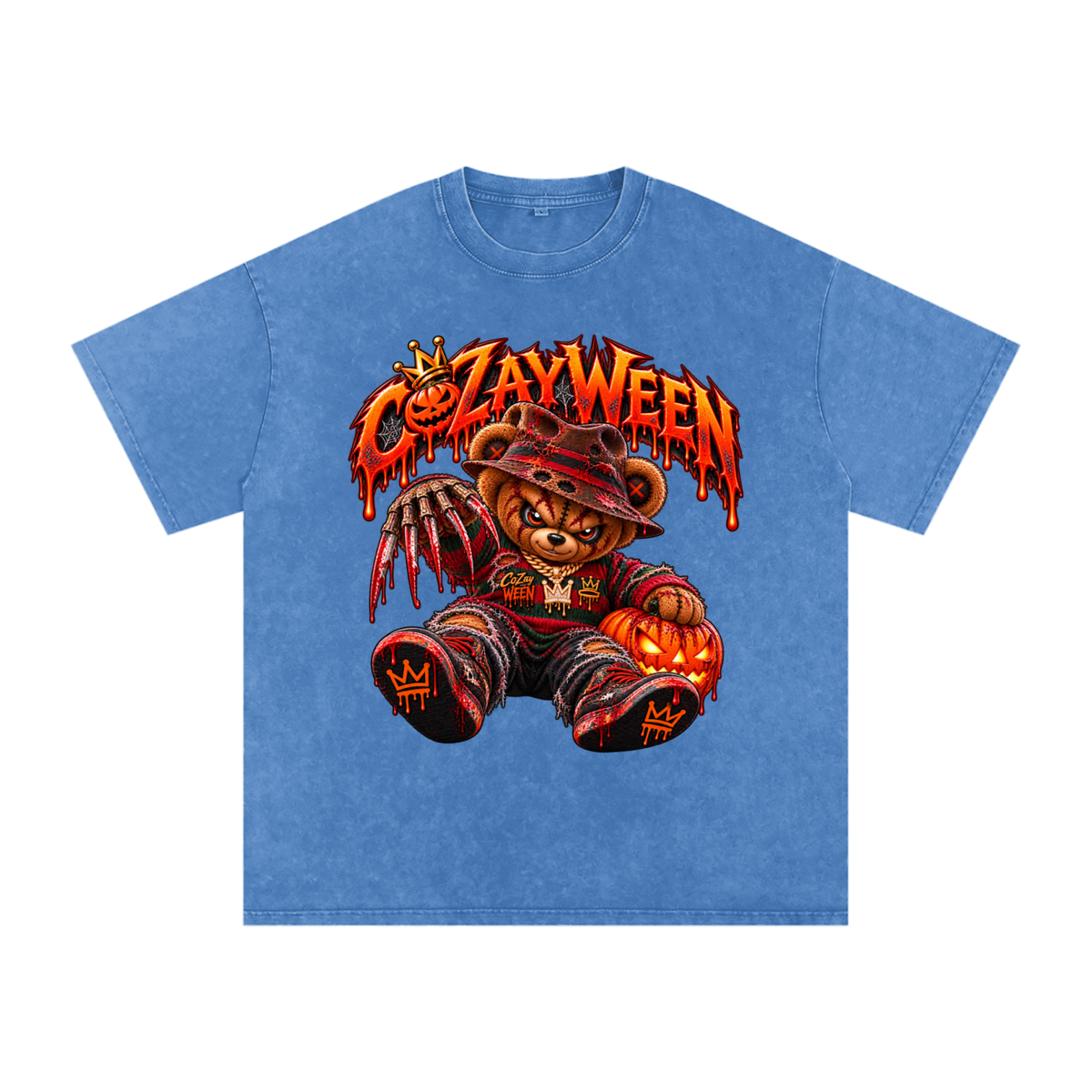 CoZayWeen Freddy Snow Washed Oversized Cotton T-Shirt