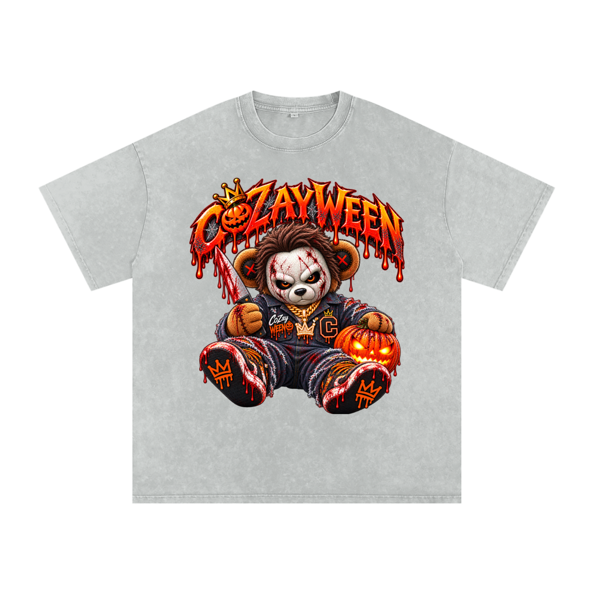 CoZayWeen Michael Myers Snow Washed Oversized Cotton T-Shirt