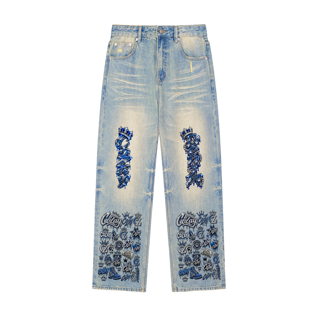 CoZay Signature Sun Fade Raw Hem Denim Jeans