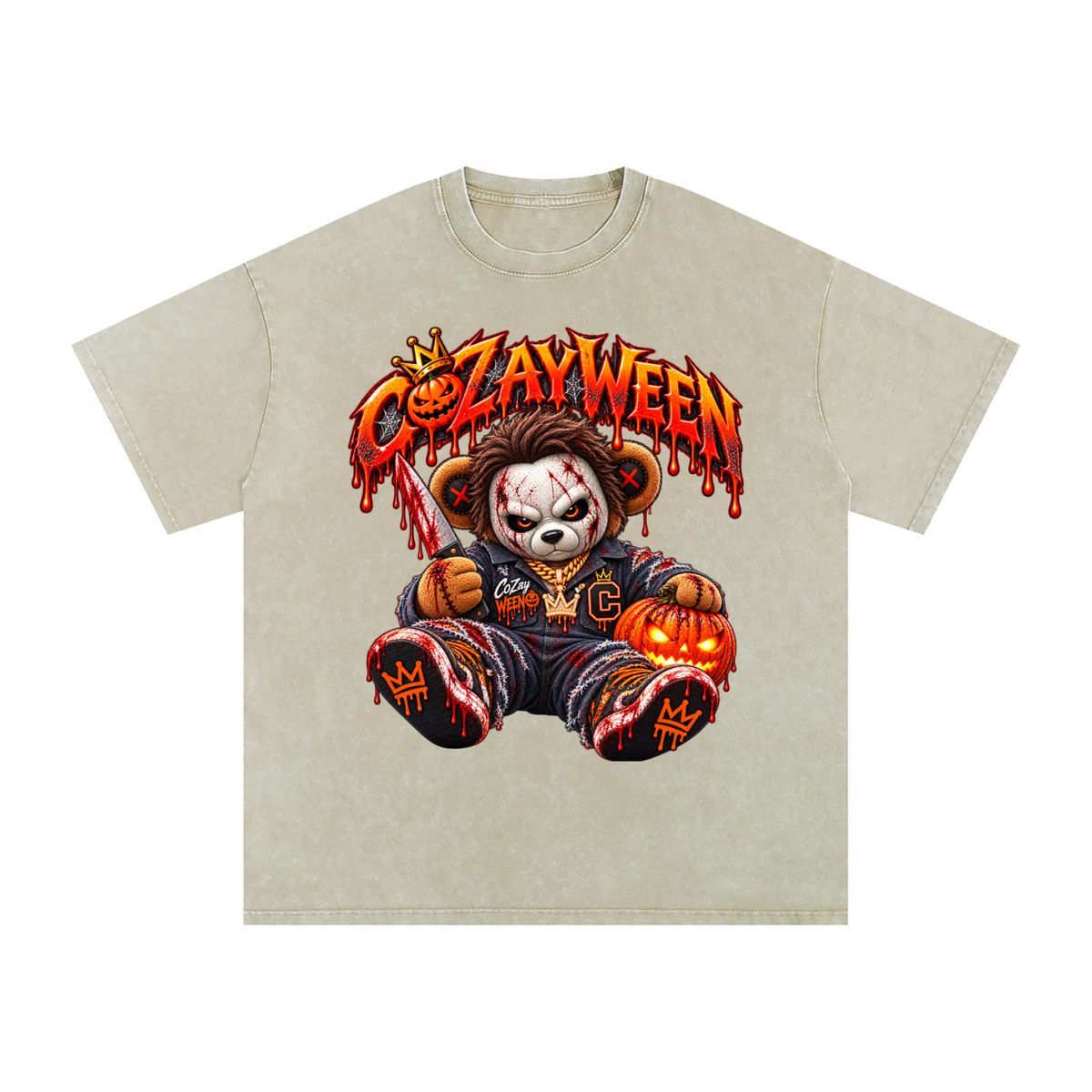 CoZayWeen Michael Myers Snow Washed Oversized Cotton T-Shirt