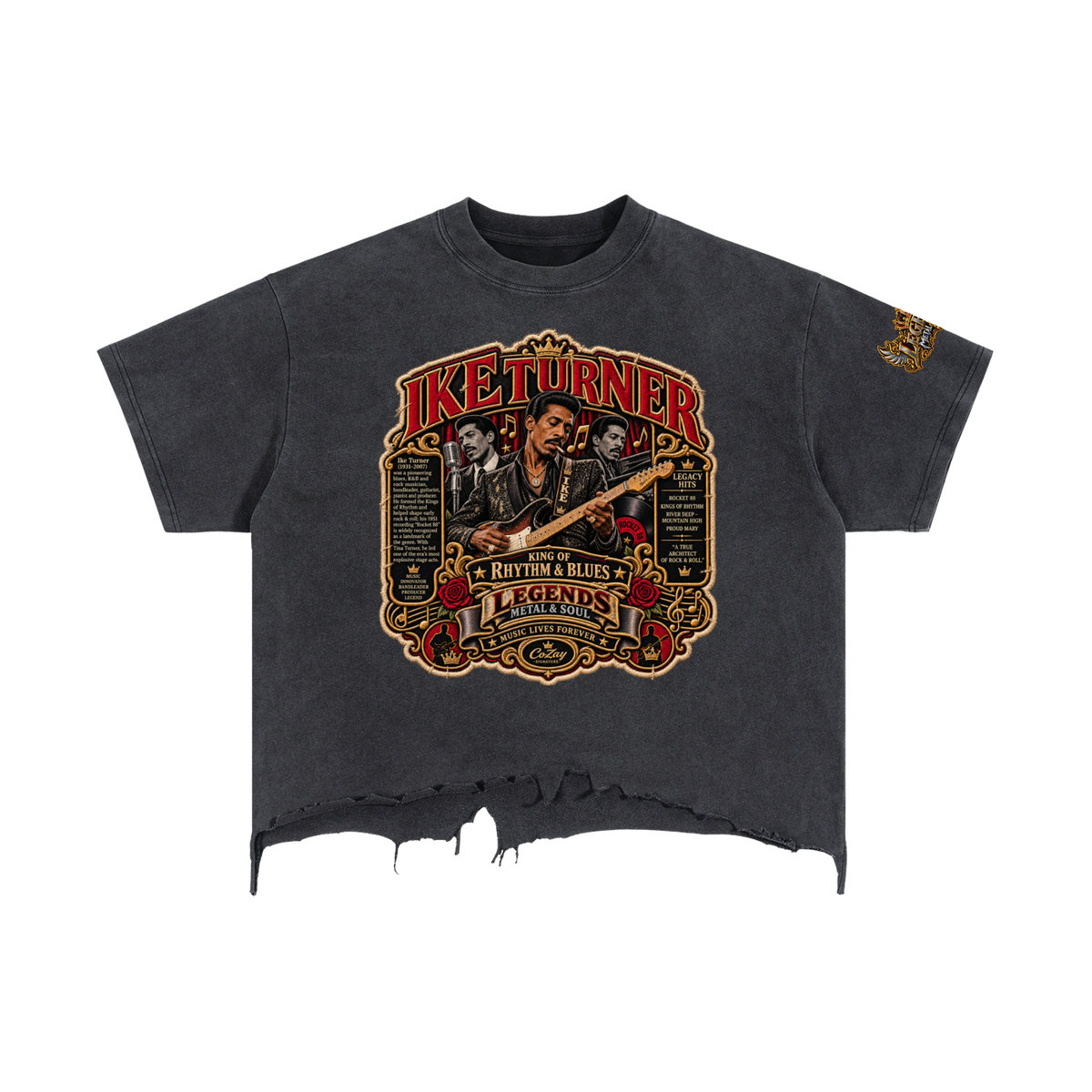CoZay Legends Ike Turner Vintage Wash Boxy Distressed Hem T-Shirt