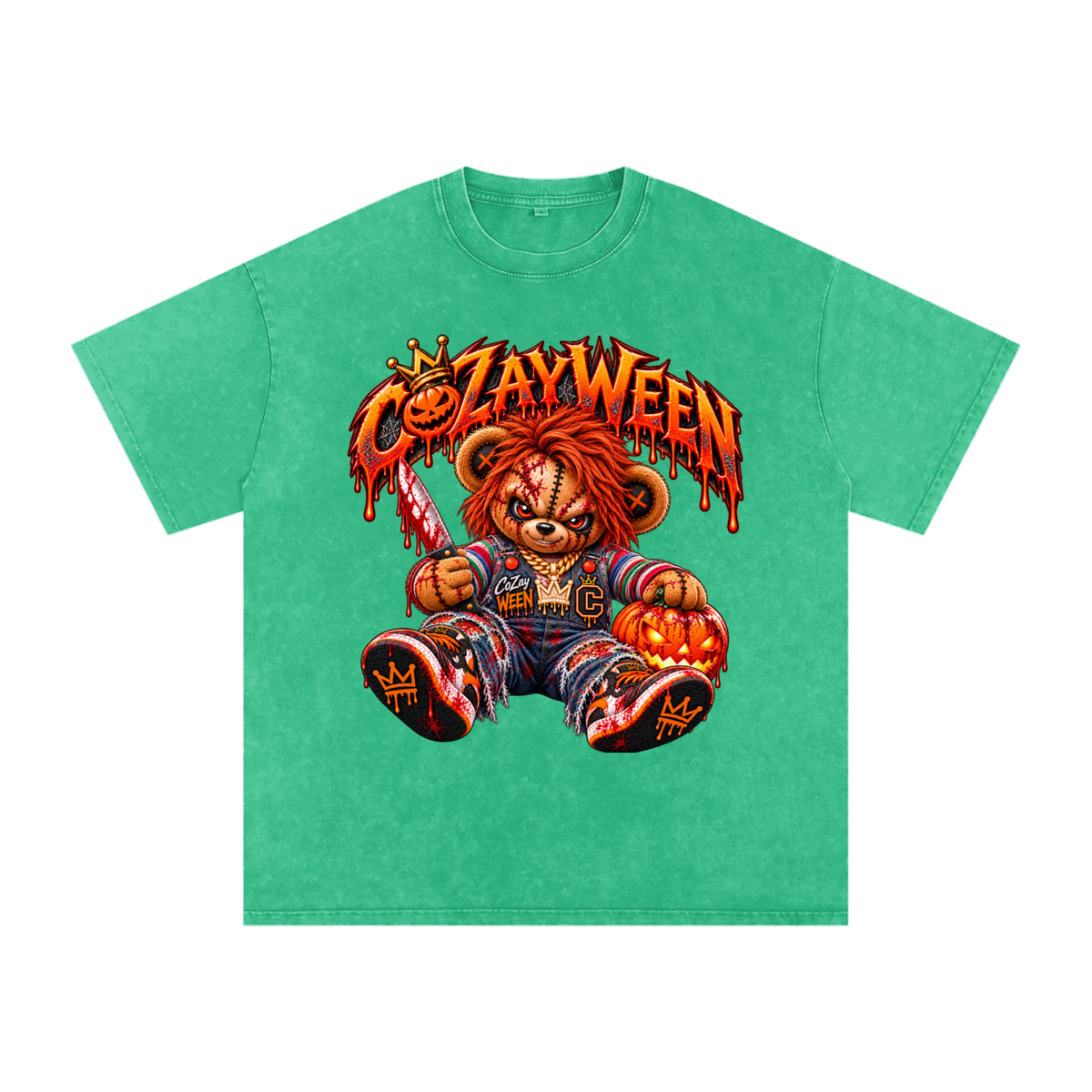 CoZayWeen Chucky Snow Washed Oversized Cotton T-Shirt