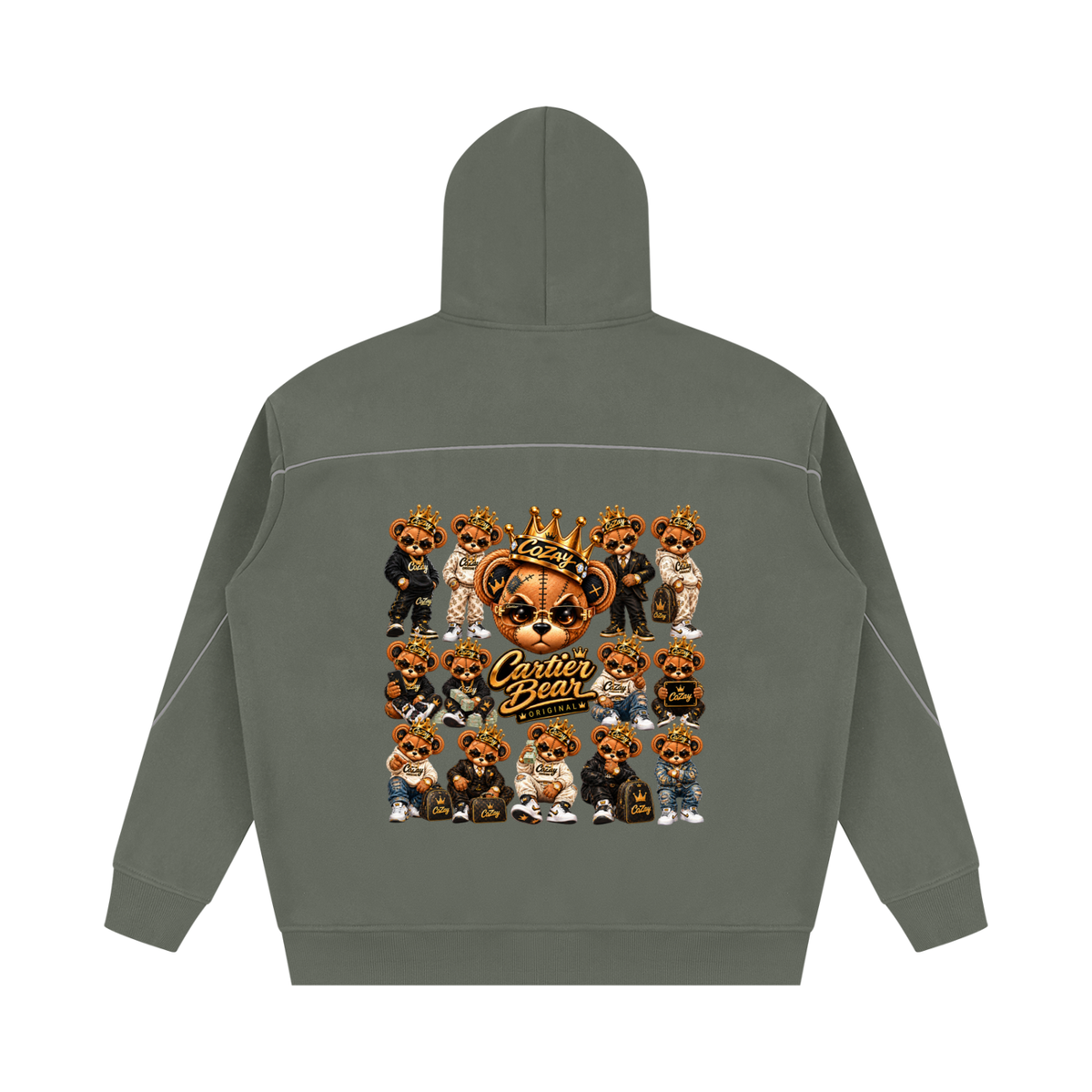 CoZay Original Cartier Bear Unisex Oversized Piping Fleece Hoodie