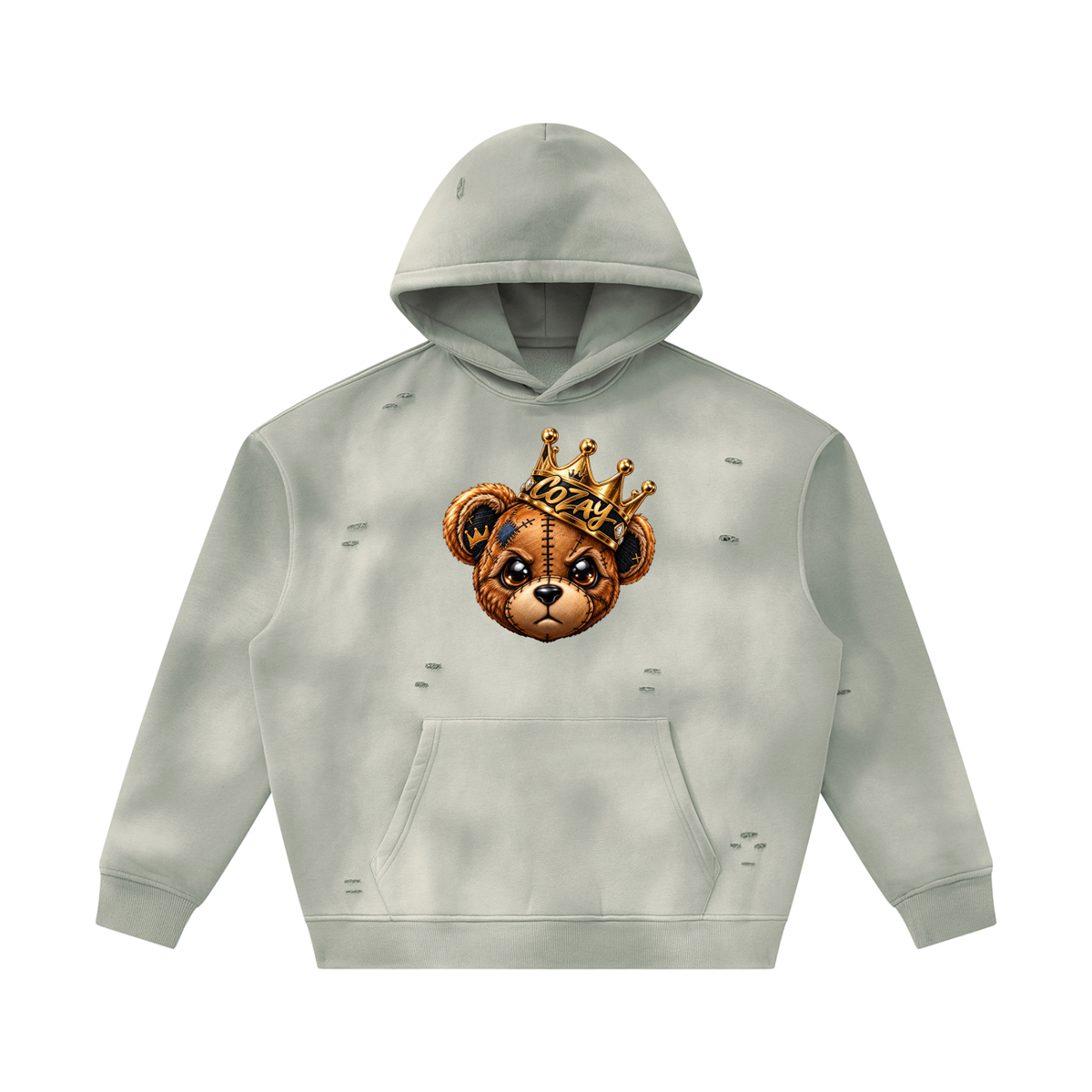 CoZay Original Bear Unisex Sunfade Frayed Fleece Hoodie