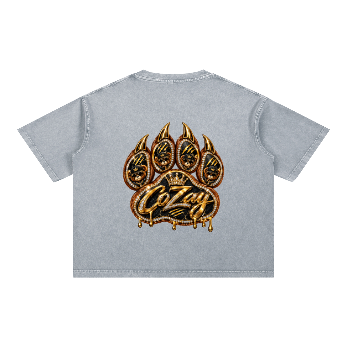 CoZay Original Bear Claw Mineral Wash Boxy Cotton T-Shirt