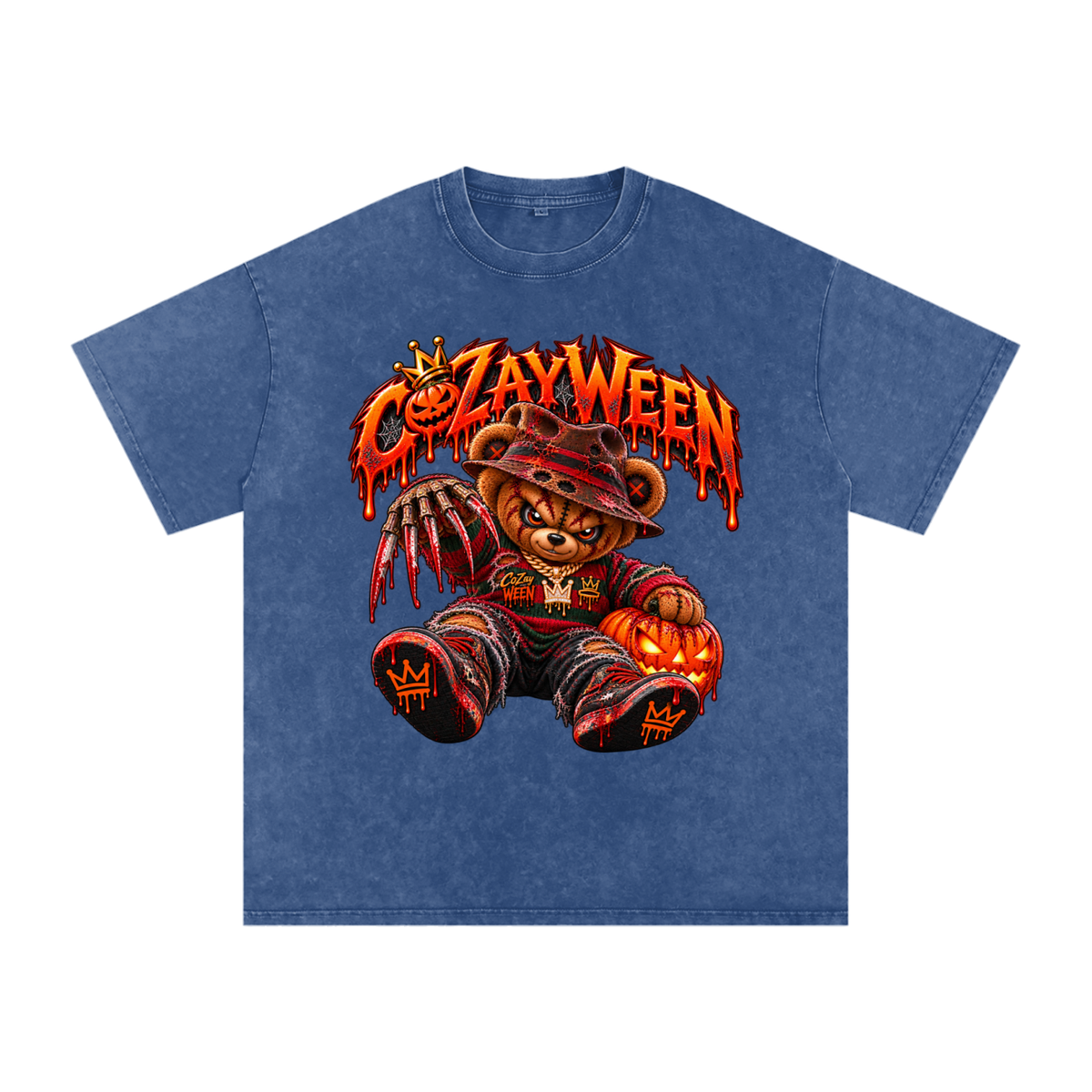 CoZayWeen Freddy Snow Washed Oversized Cotton T-Shirt