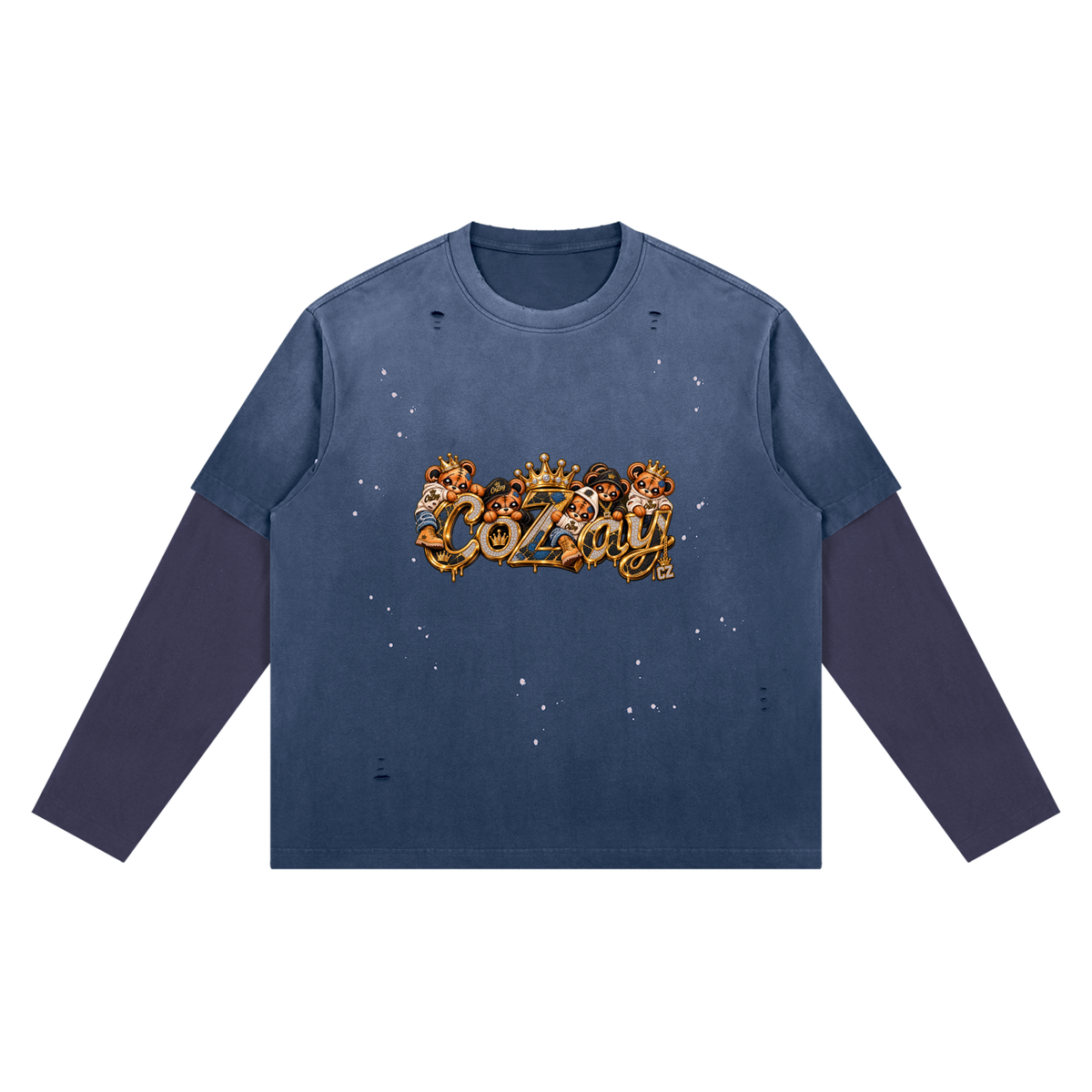 Cozay Original Unisex Vintage Wash Distressed Layer T-Shirt