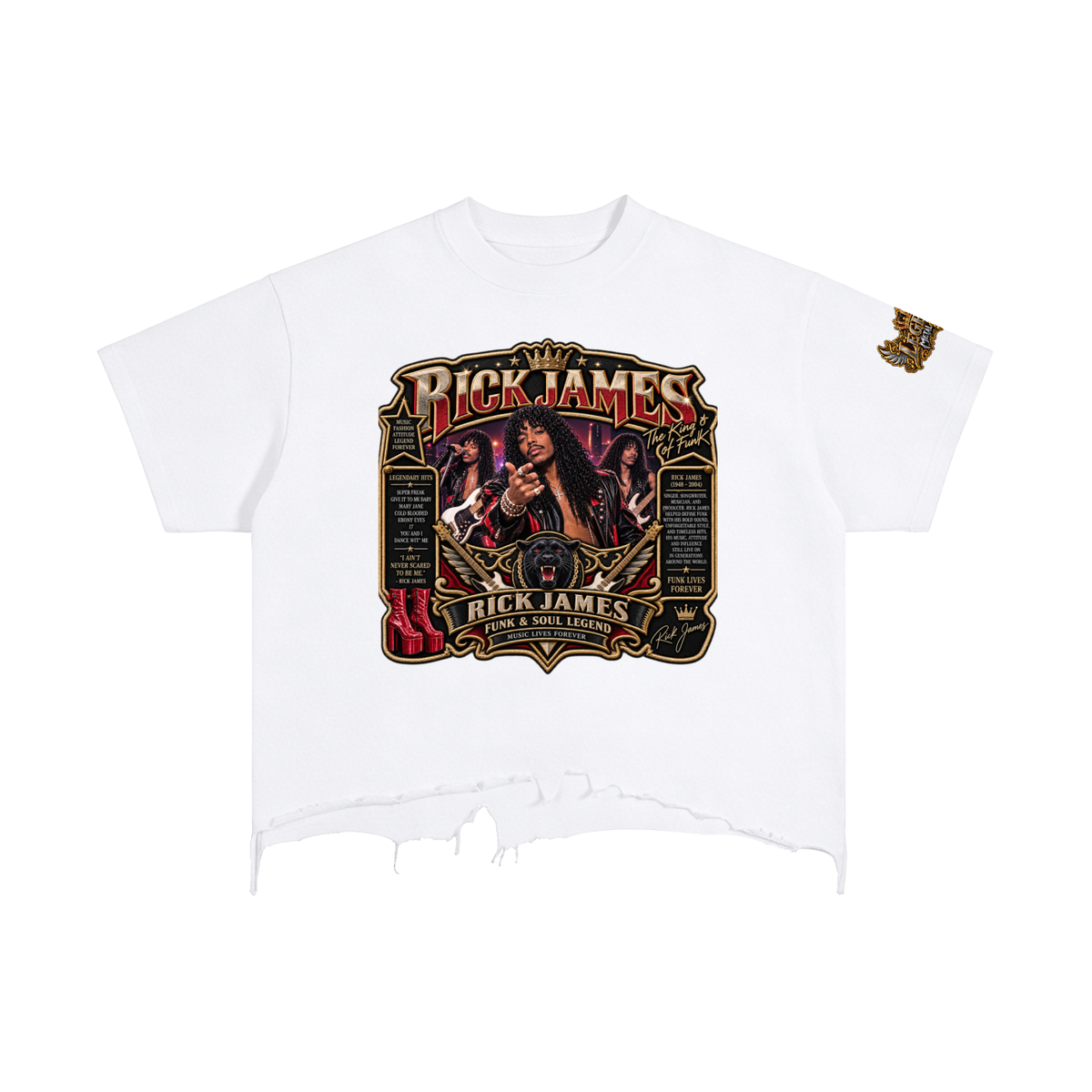 CoZay Legends Rick James Vintage Wash Boxy Distressed Hem T-Shirt
