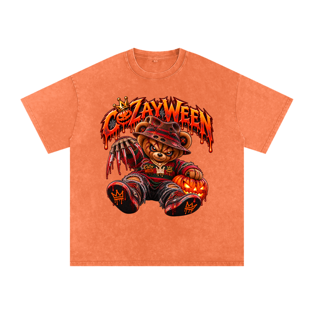 CoZayWeen Freddy Snow Washed Oversized Cotton T-Shirt