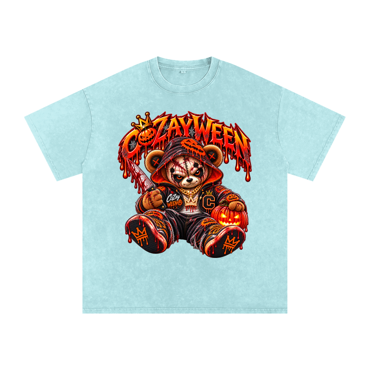 CoZayWeen Hoodie Snow Washed Oversized Cotton T-Shirt