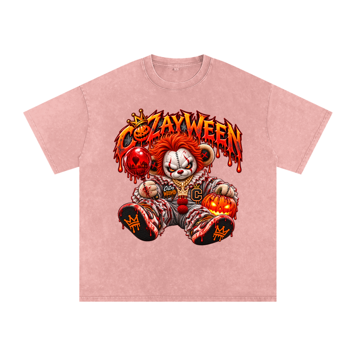 CoZayWeen Pennywise Snow Washed Oversized Cotton T-Shirt