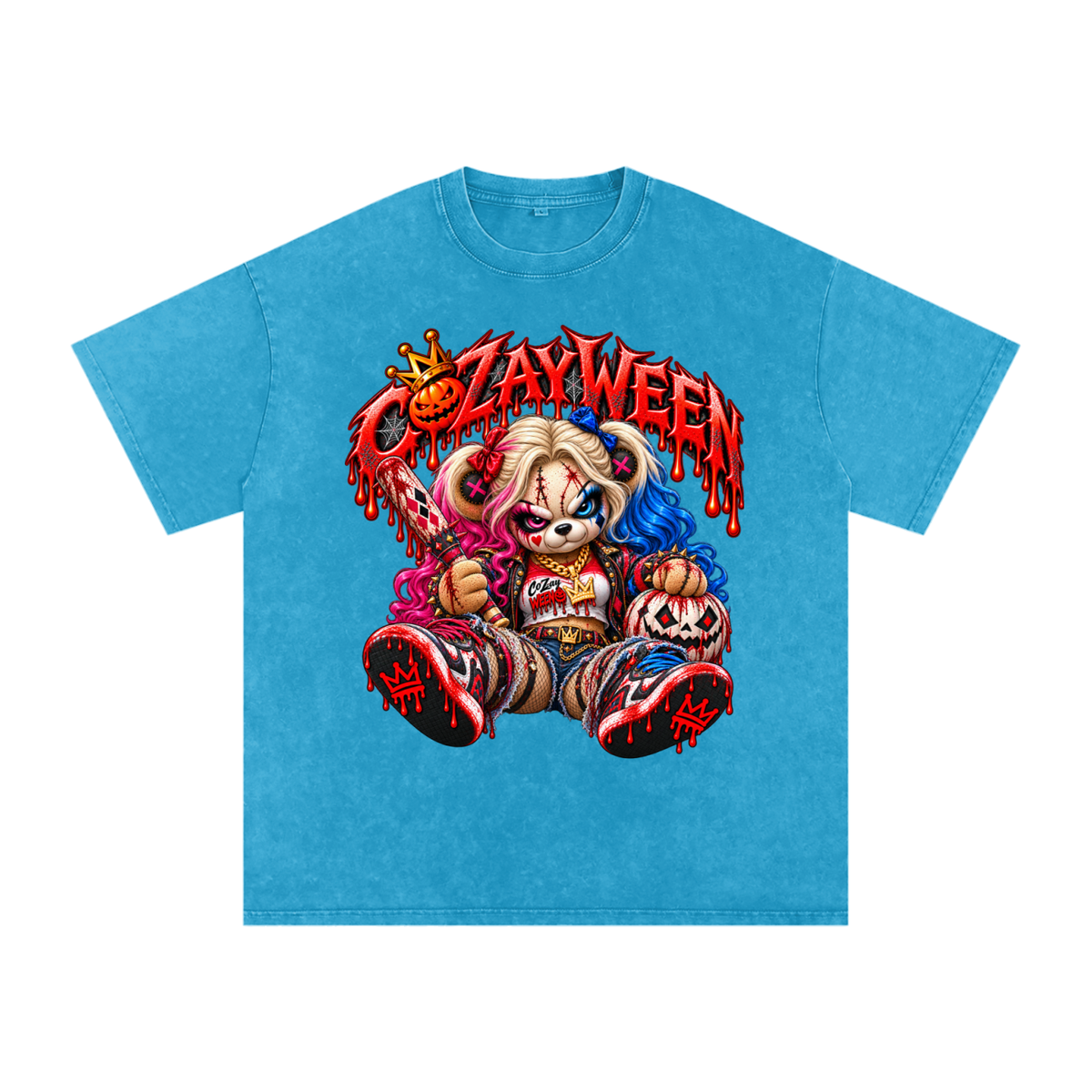 CoZayWeen Harley Snow Washed Oversized Cotton T-Shirt