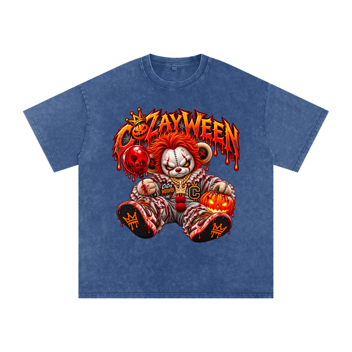 CoZayWeen Pennywise Snow Washed Oversized Cotton T-Shirt