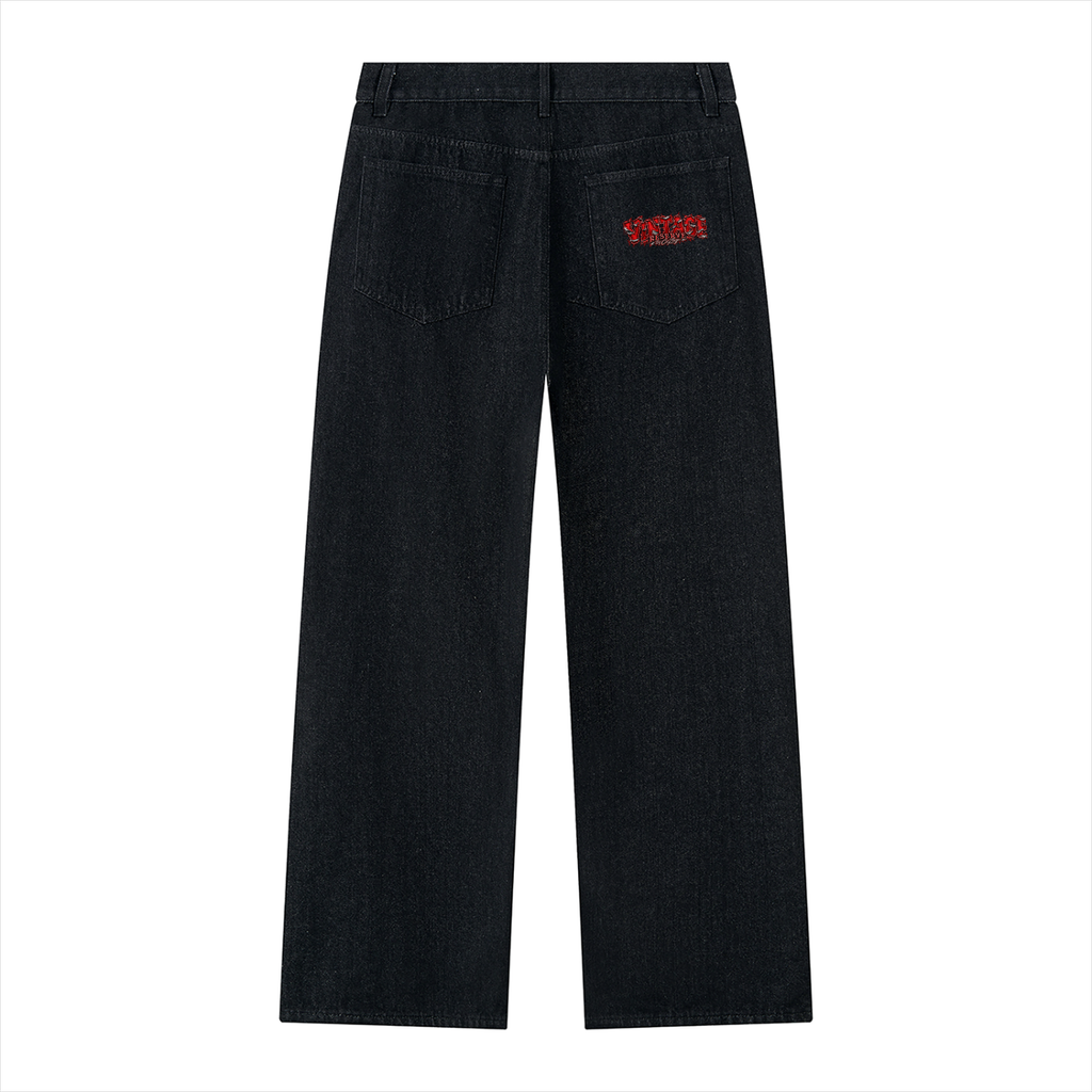 CoZay Men's Vintage Reserve Wash Wide Leg Denim Jeans