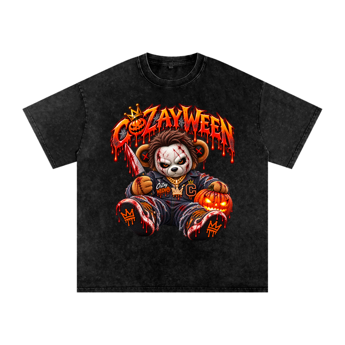 CoZayWeen Michael Myers Snow Washed Oversized Cotton T-Shirt