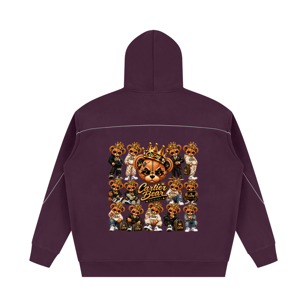 CoZay Original Cartier Bear Unisex Oversized Piping Fleece Hoodie