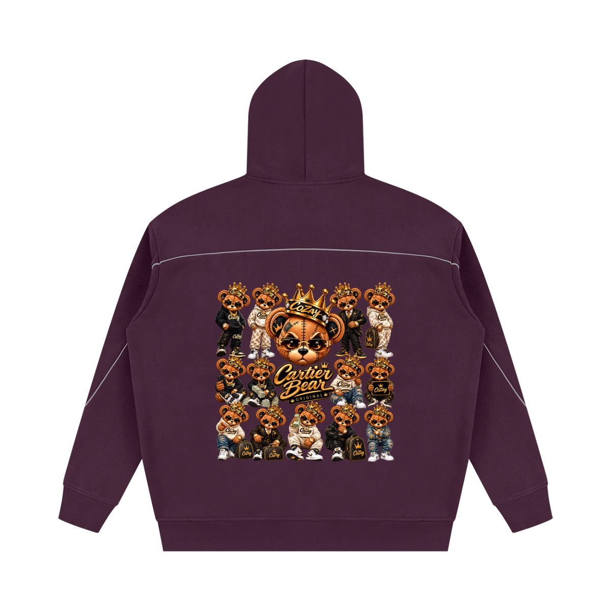 CoZay Original Cartier Bear Unisex Oversized Piping Fleece Hoodie