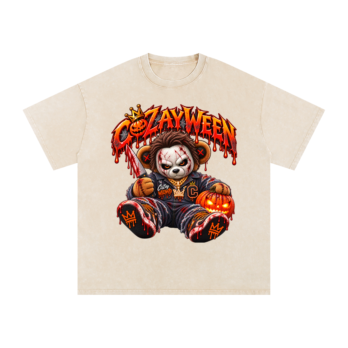 CoZayWeen Michael Myers Snow Washed Oversized Cotton T-Shirt