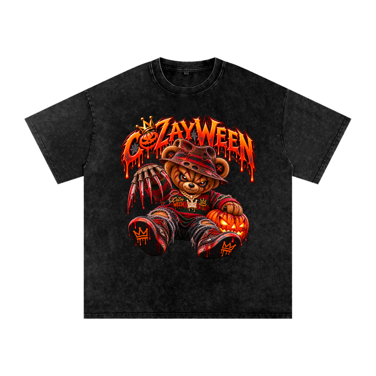 CoZayWeen Freddy Snow Washed Oversized Cotton T-Shirt