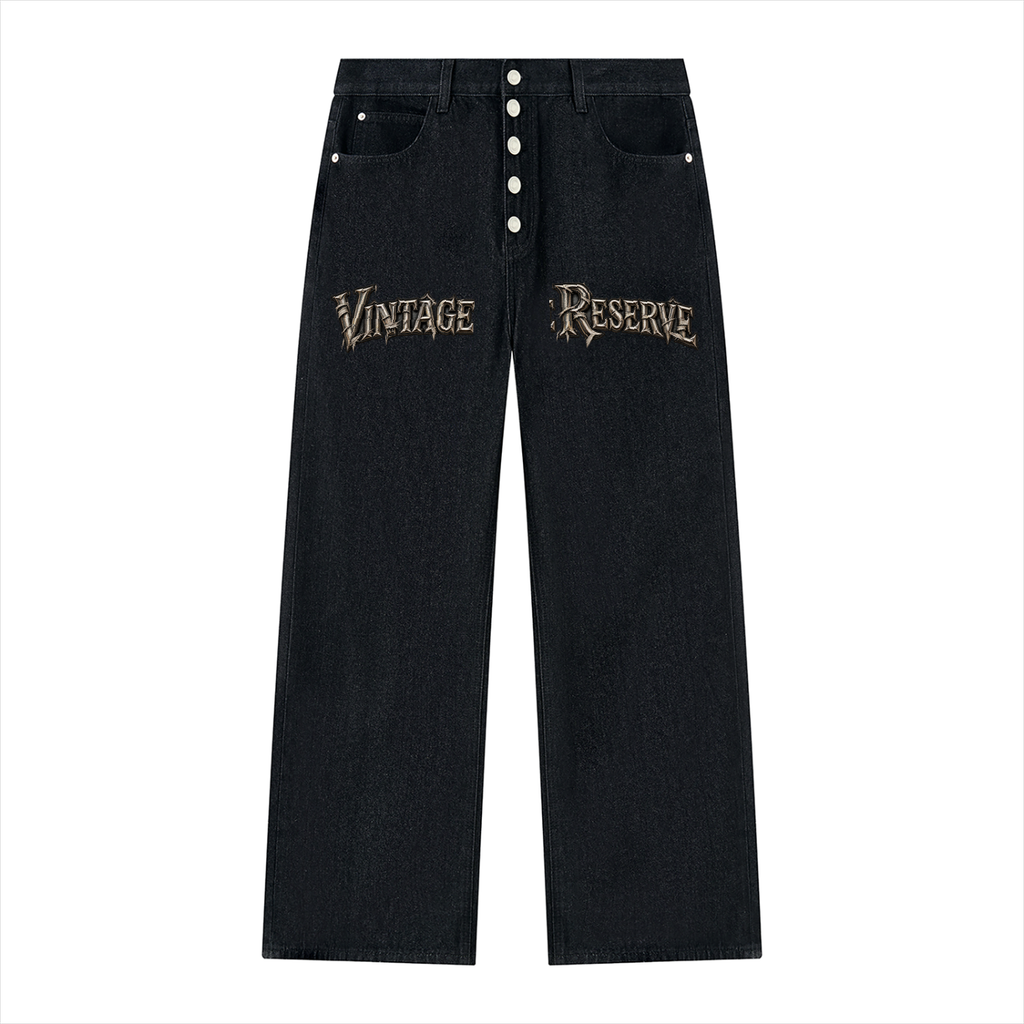 Men's Vintage Wash Wide Leg Denim Jeans