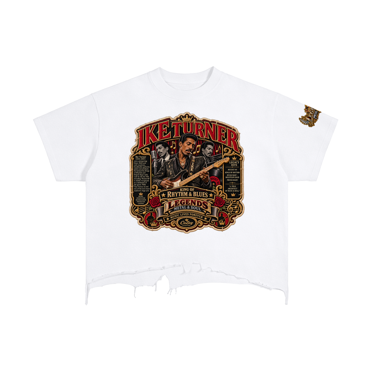 CoZay Legends Ike Turner Vintage Wash Boxy Distressed Hem T-Shirt