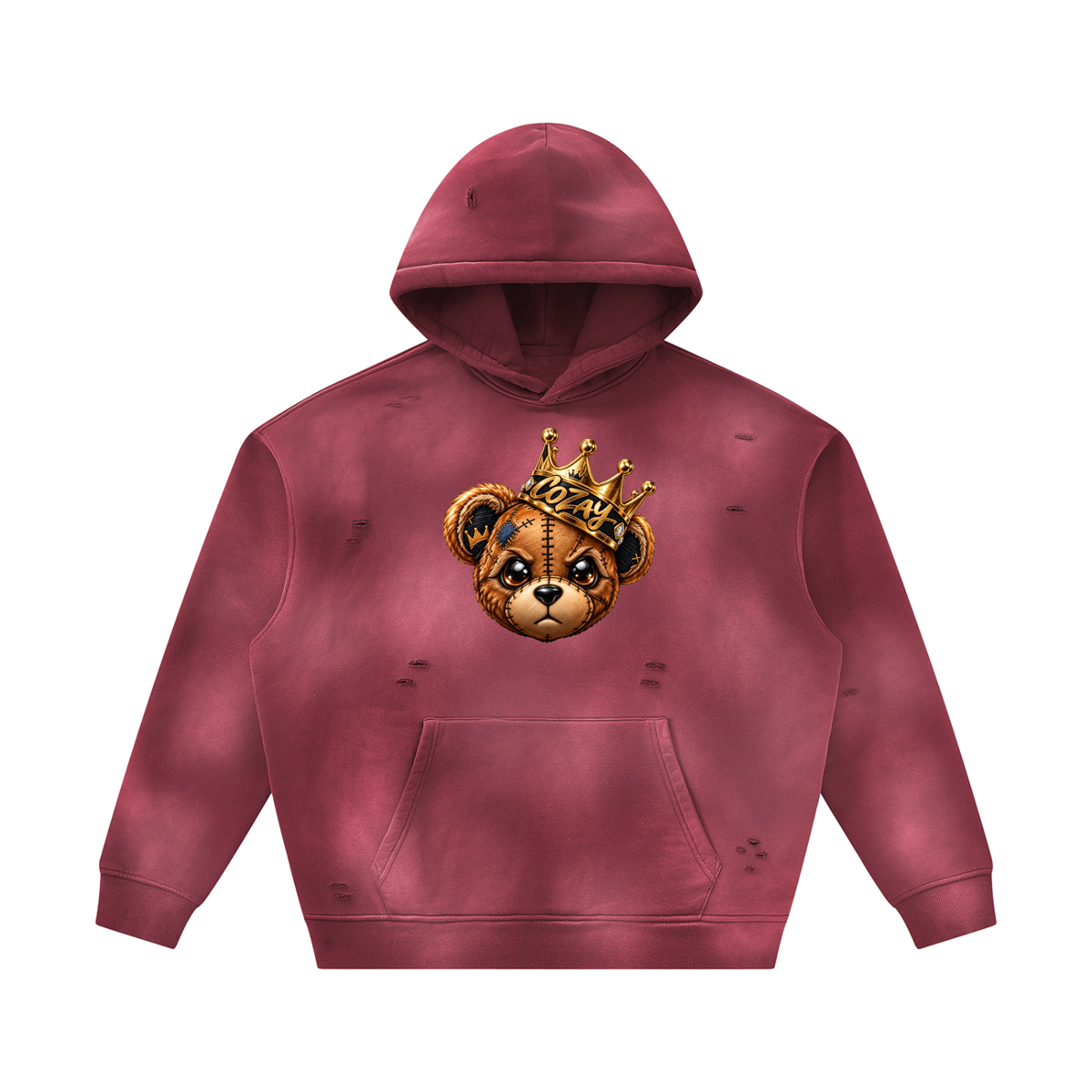CoZay Original Bear Unisex Sunfade Frayed Fleece Hoodie