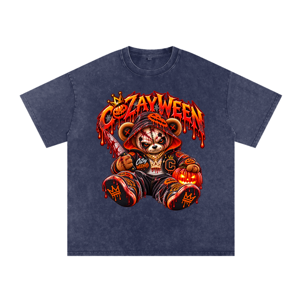 CoZayWeen Hoodie Snow Washed Oversized Cotton T-Shirt