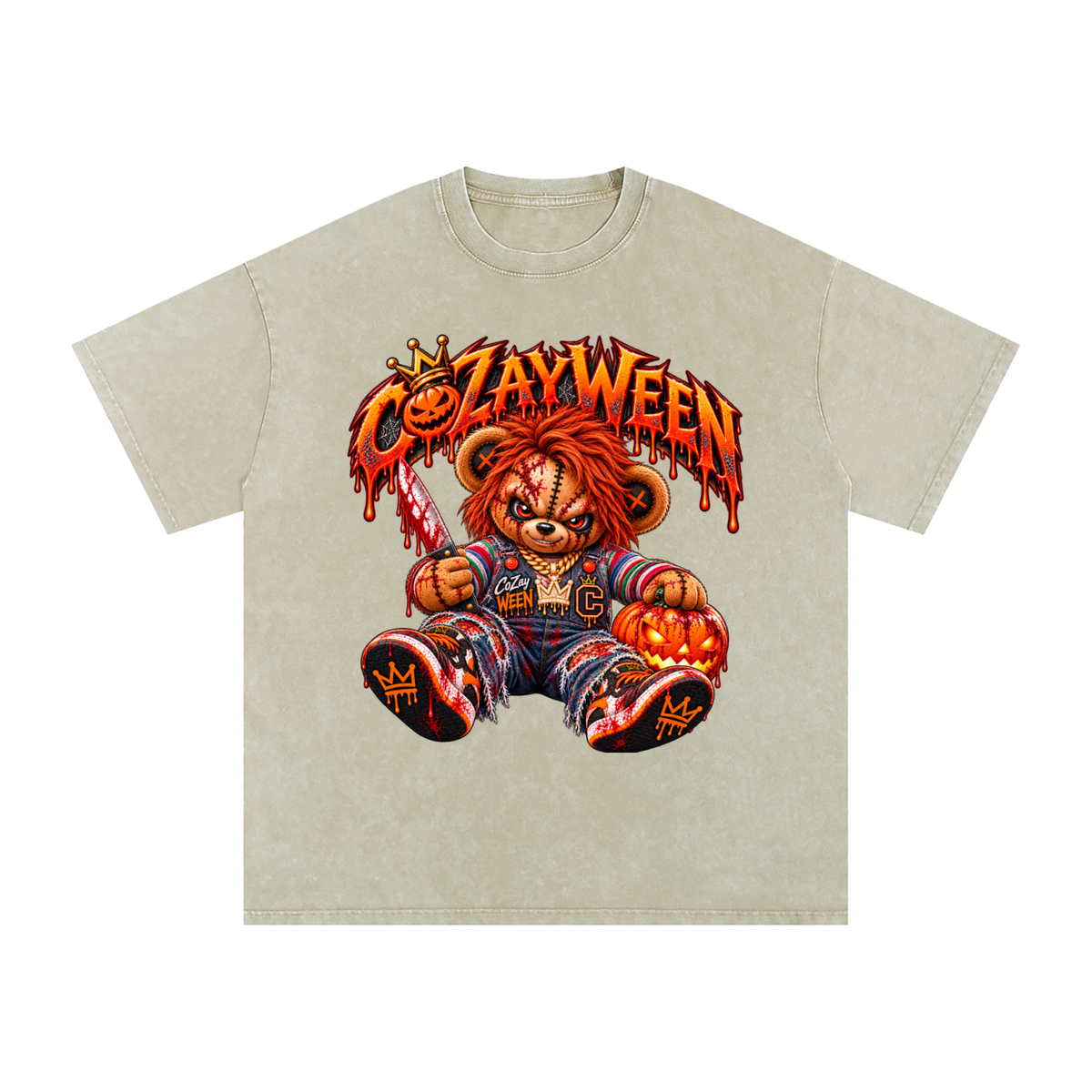 CoZayWeen Chucky Snow Washed Oversized Cotton T-Shirt