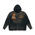 CoZay Original Unisex Distressed Full Zip Sweater