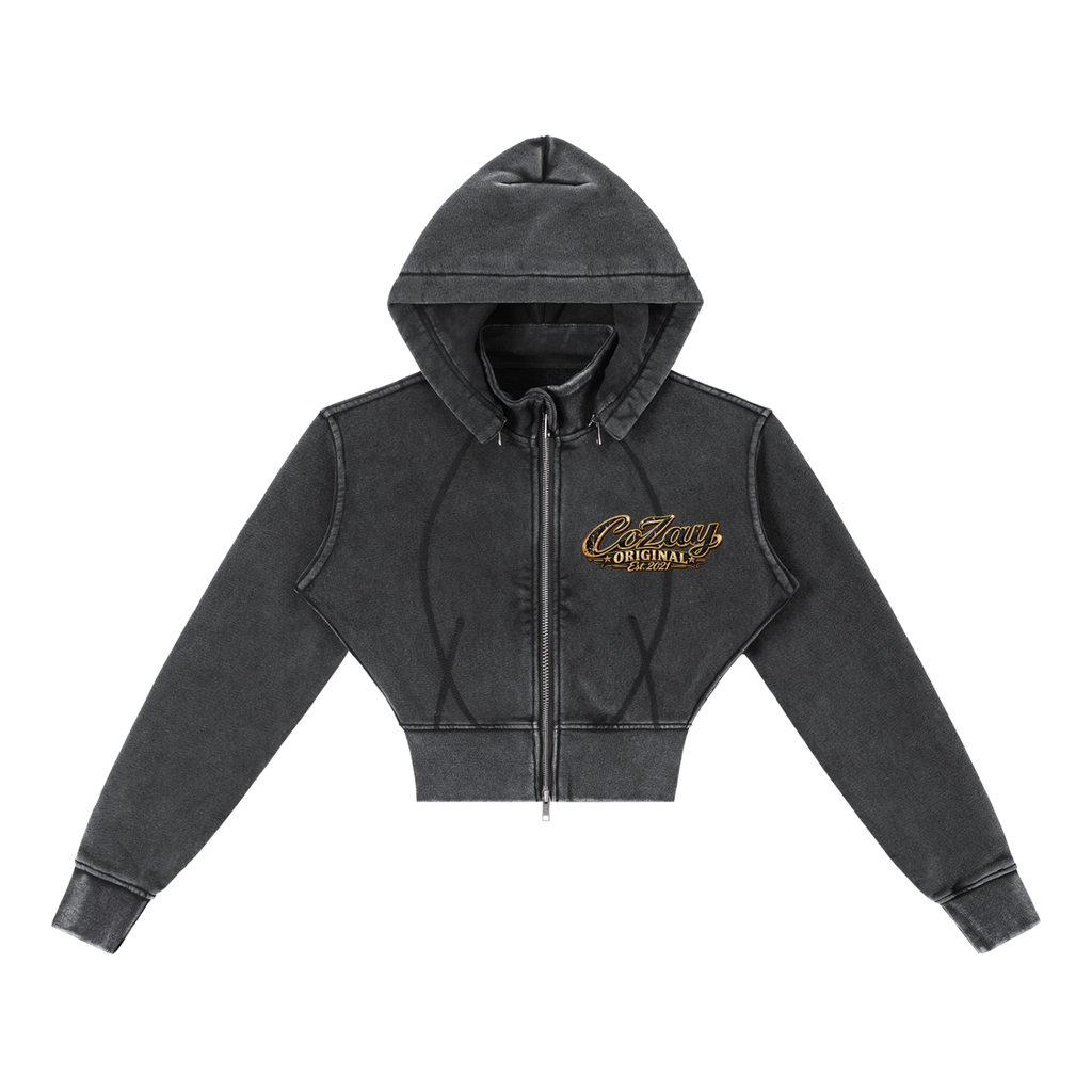 CoZay Original Vintage Washed Cropped Fleece Hoodie