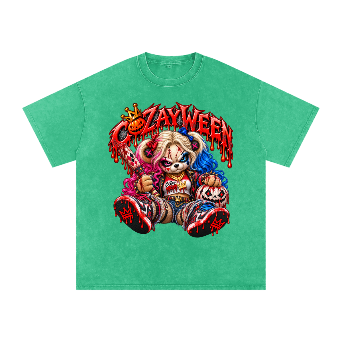 CoZayWeen Harley Snow Washed Oversized Cotton T-Shirt
