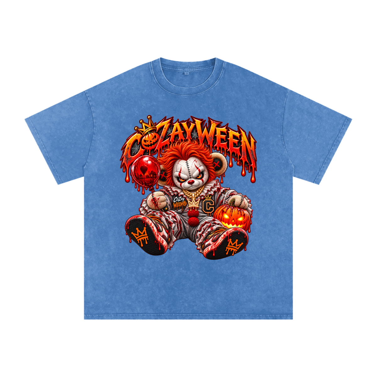 CoZayWeen Pennywise Snow Washed Oversized Cotton T-Shirt