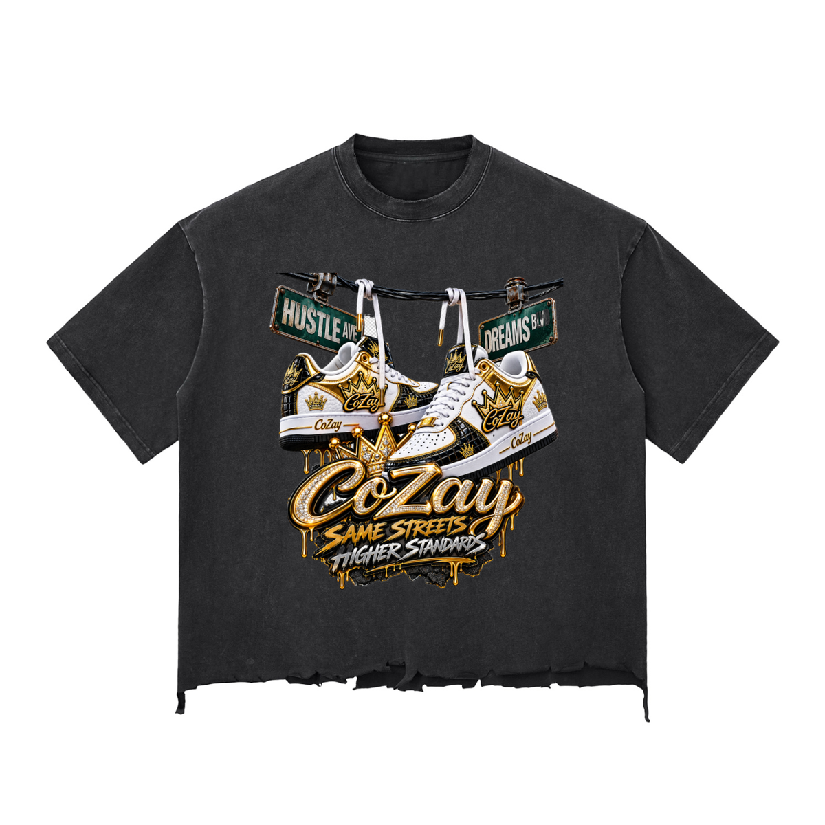 CoZay Signature Snow Wash Raw-Hem Boxy T-shirt