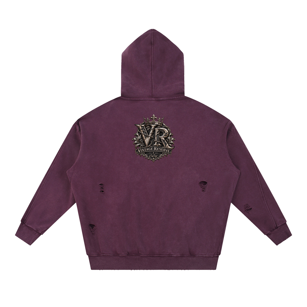CoZay Vintage Reserve Snow Washed Distressed Panel Pocket Hoodie