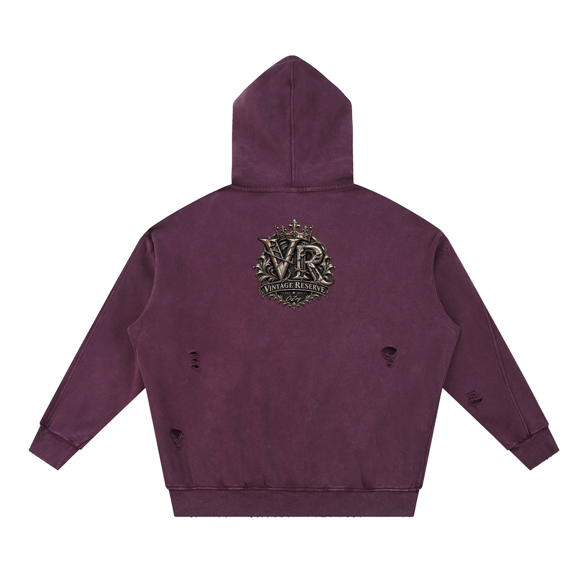 CoZay Vintage Reserve Snow Washed Distressed Panel Pocket Hoodie