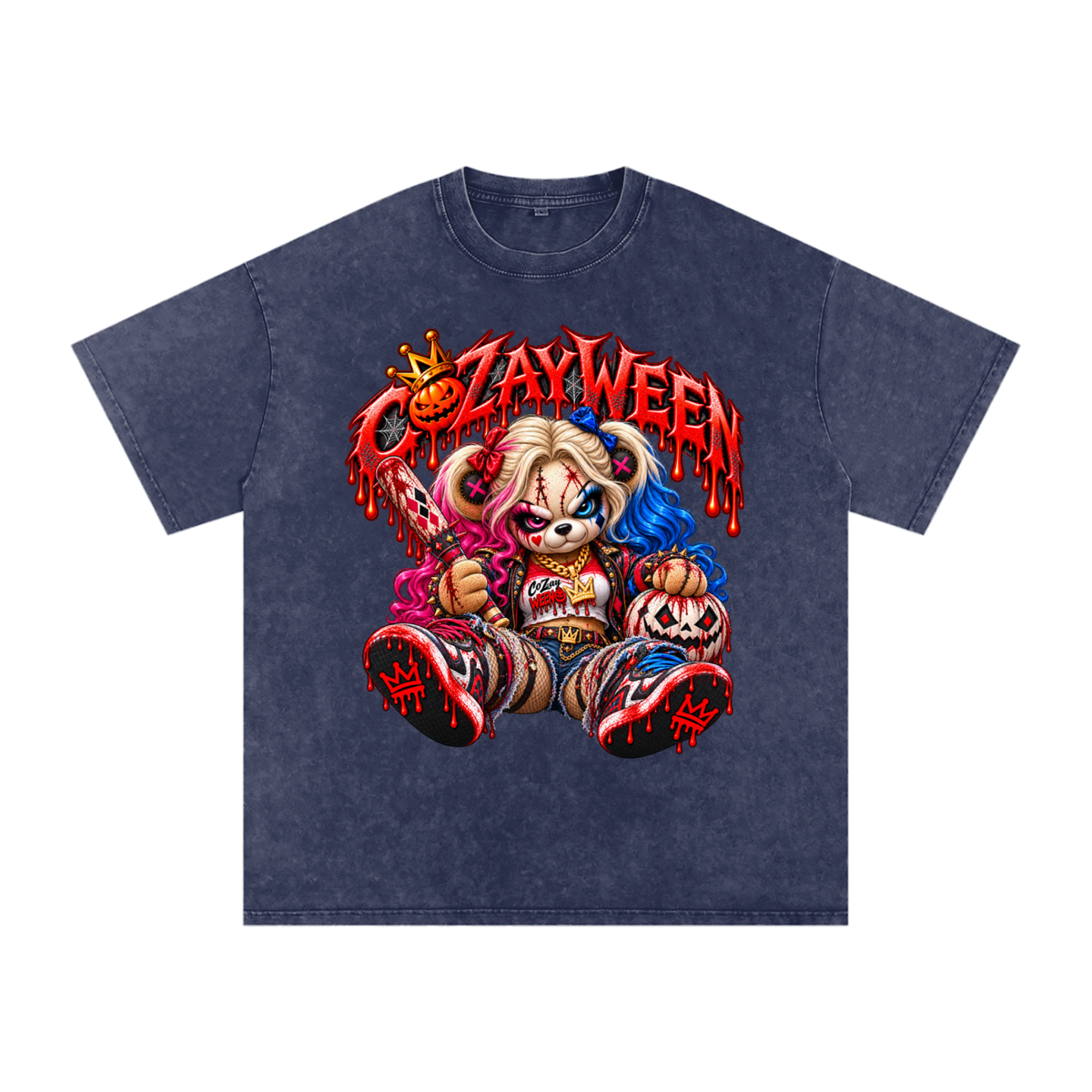 CoZayWeen Harley Snow Washed Oversized Cotton T-Shirt