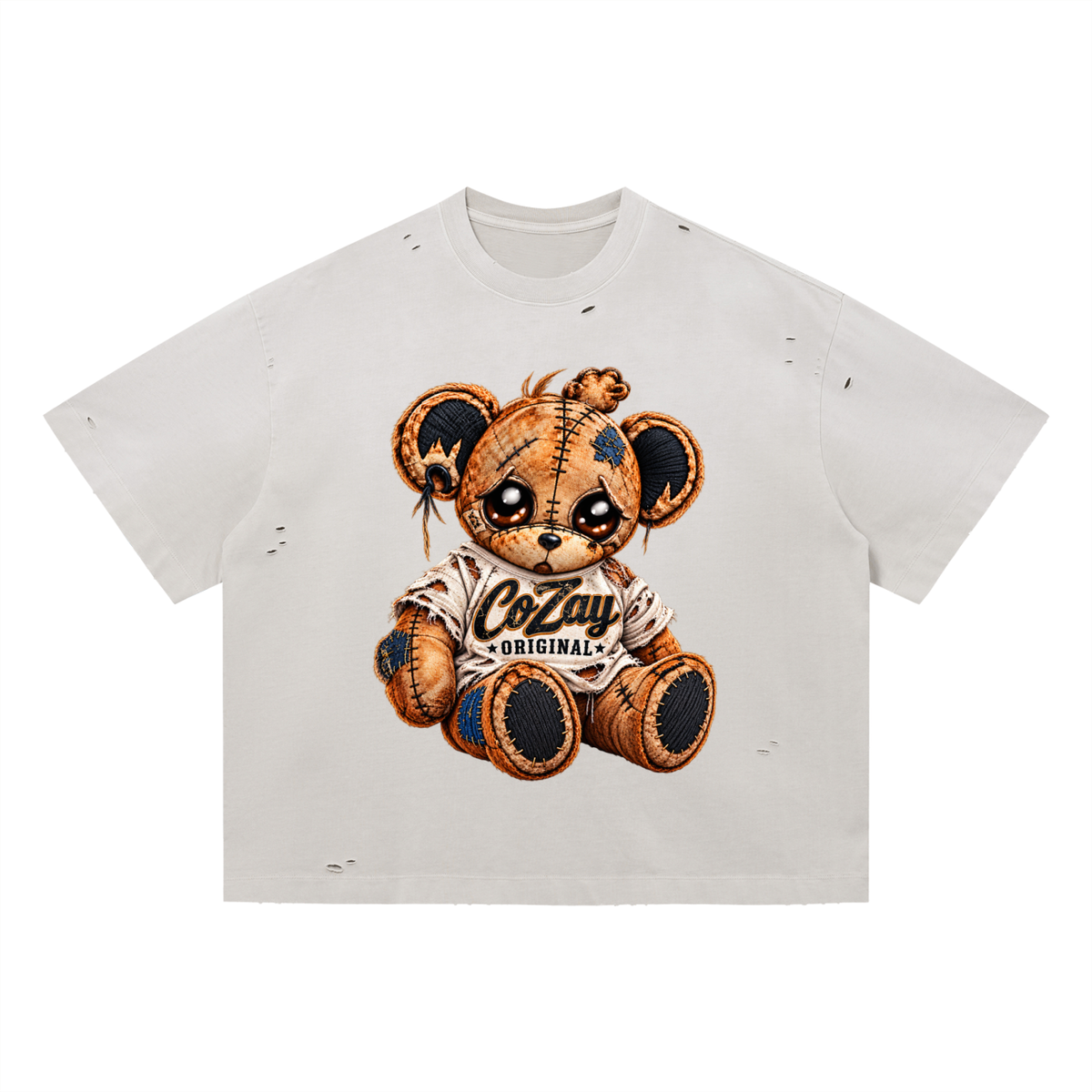 CoZay Original Tee Bear Vintage Washed Distressed Boxy Oversized T-Shirt