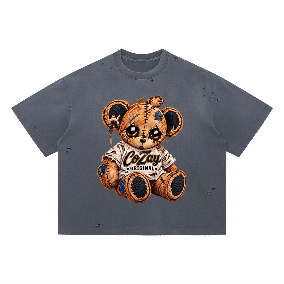 CoZay Original Tee Bear Vintage Washed Distressed Boxy Oversized T-Shirt