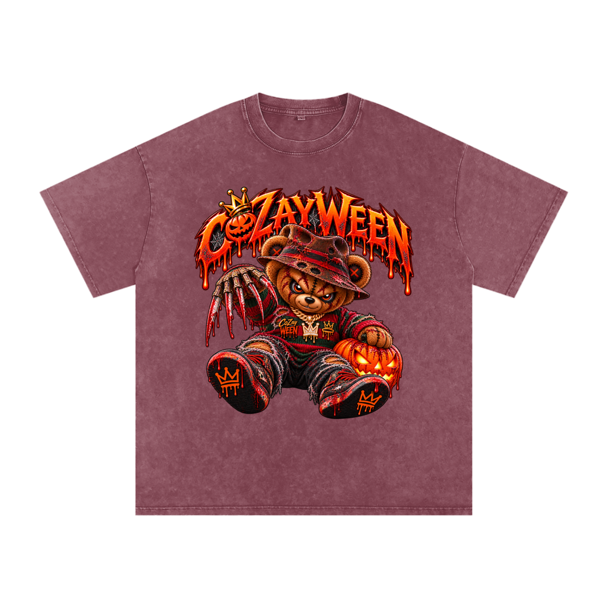 CoZayWeen Freddy Snow Washed Oversized Cotton T-Shirt