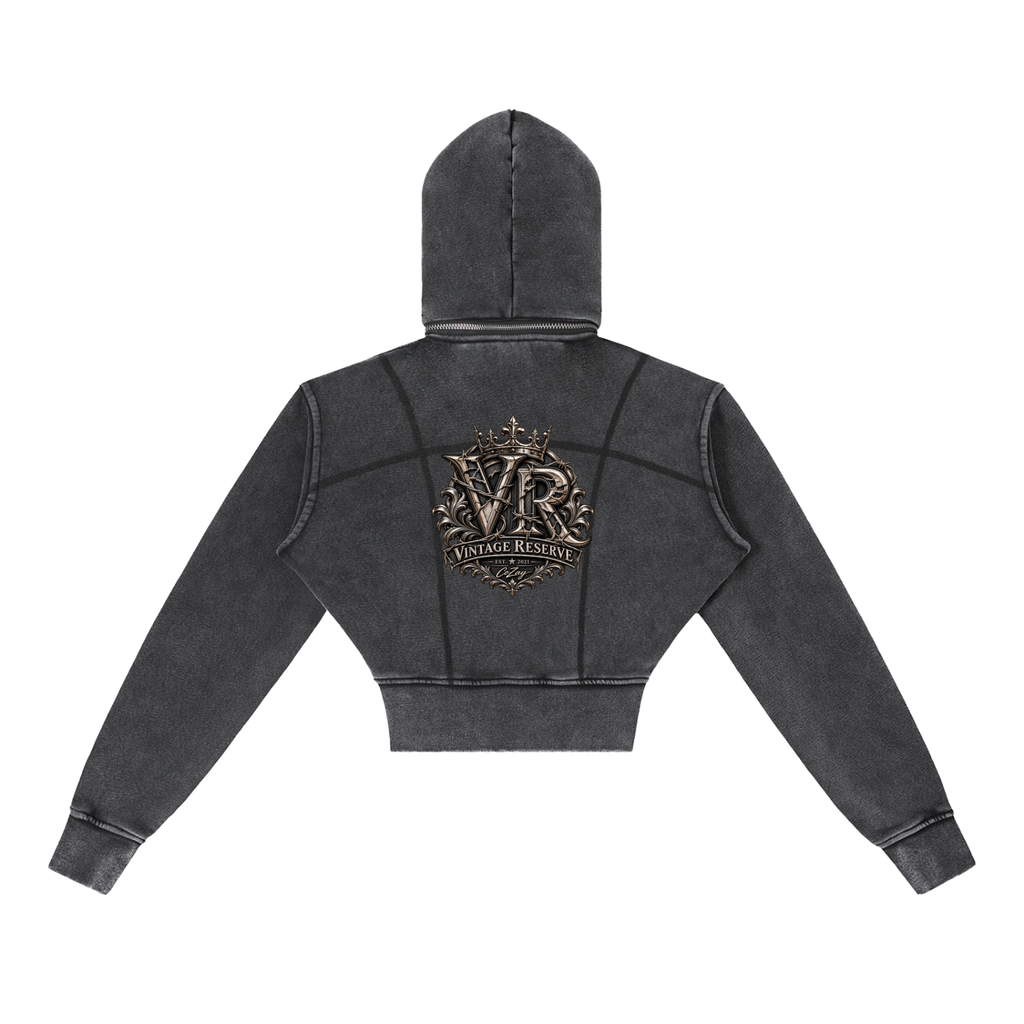 Vintage Washed Cropped Fleece Hoodie