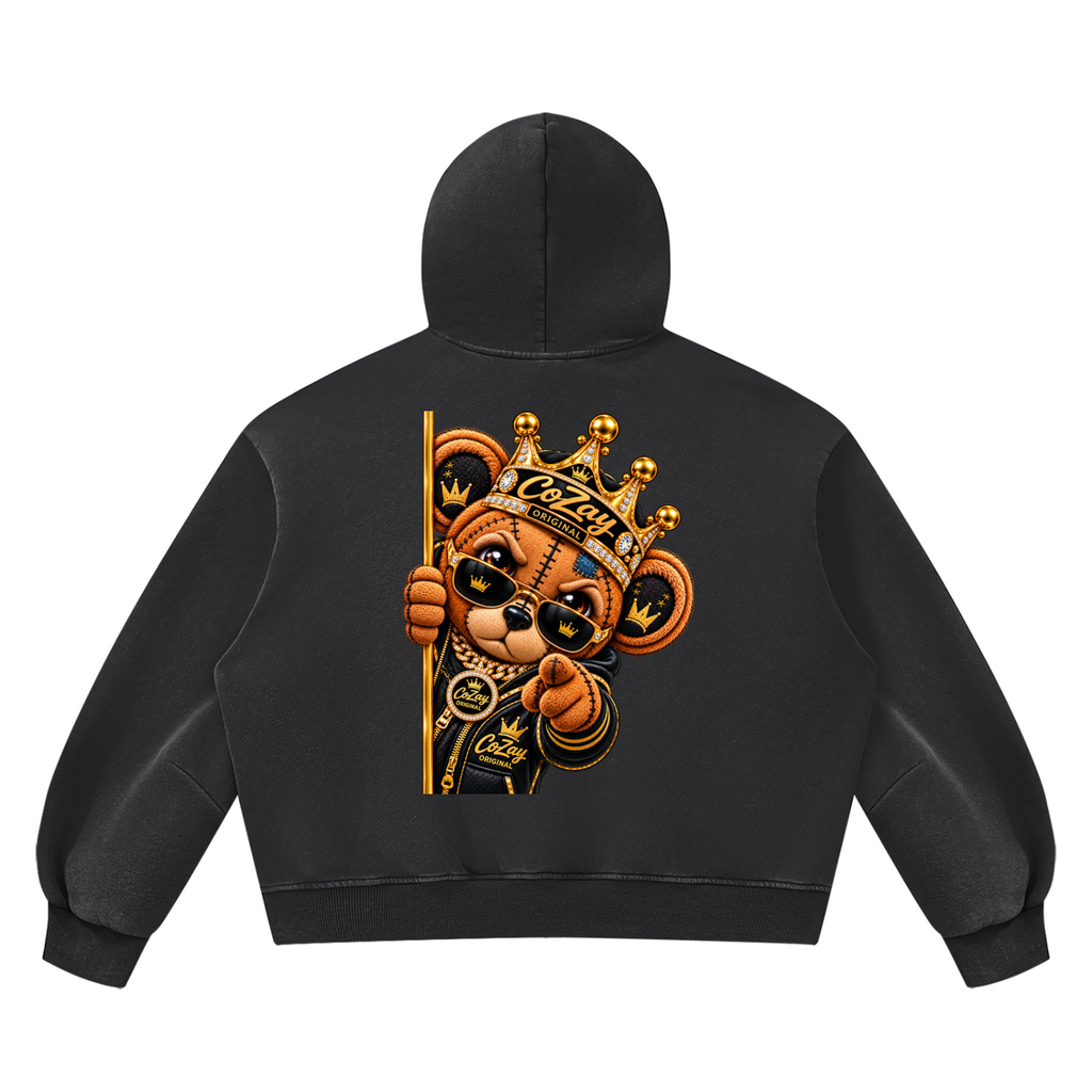 CoZay Original ICU Bear Unisex Vintage Wash Boxy Fleece Hoodie