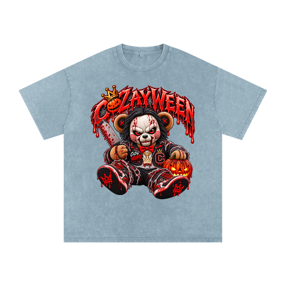 CoZayWeen Saw Snow Washed Oversized Cotton T-Shirt