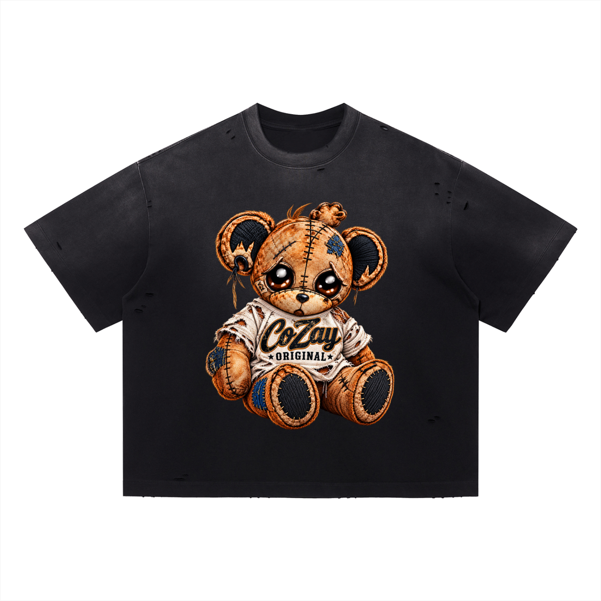 CoZay Original Tee Bear Vintage Washed Distressed Boxy Oversized T-Shirt