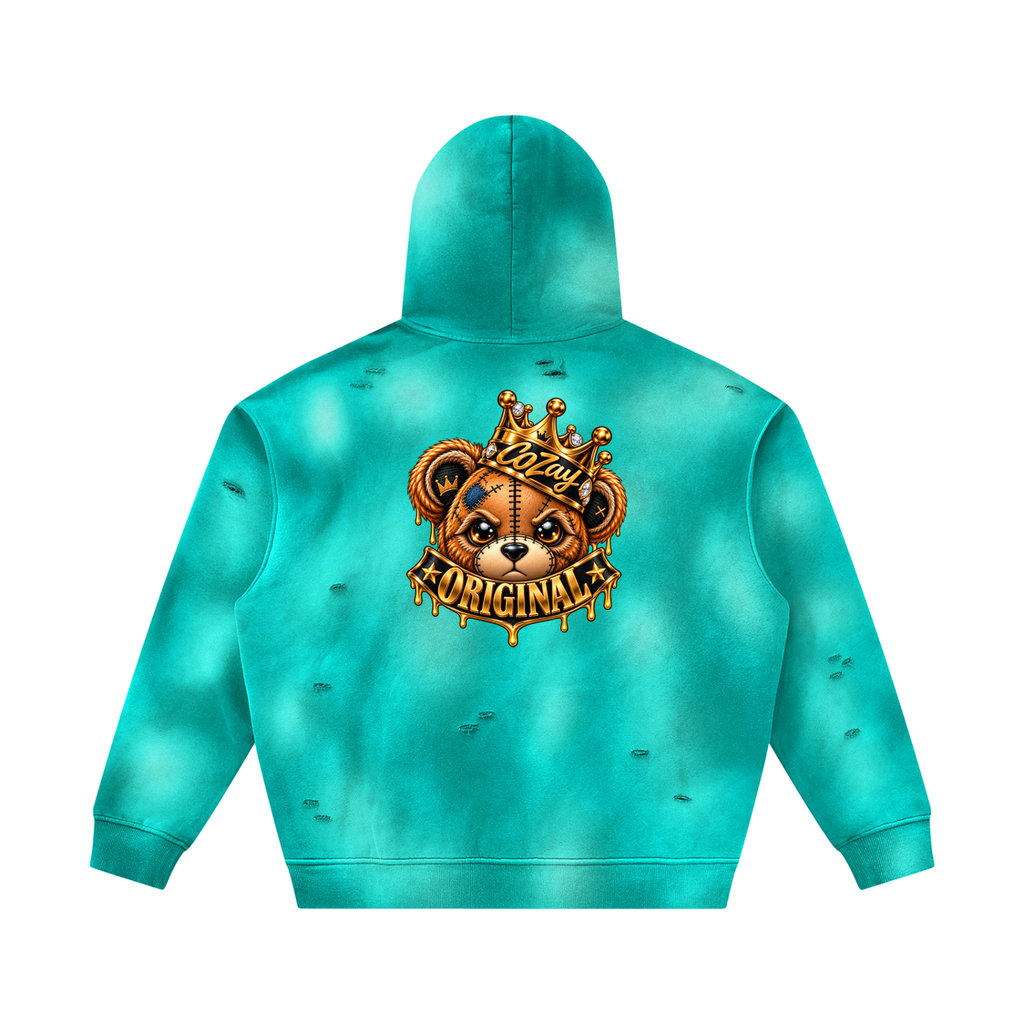 CoZay Original Bear Unisex Sunfade Frayed Fleece Hoodie