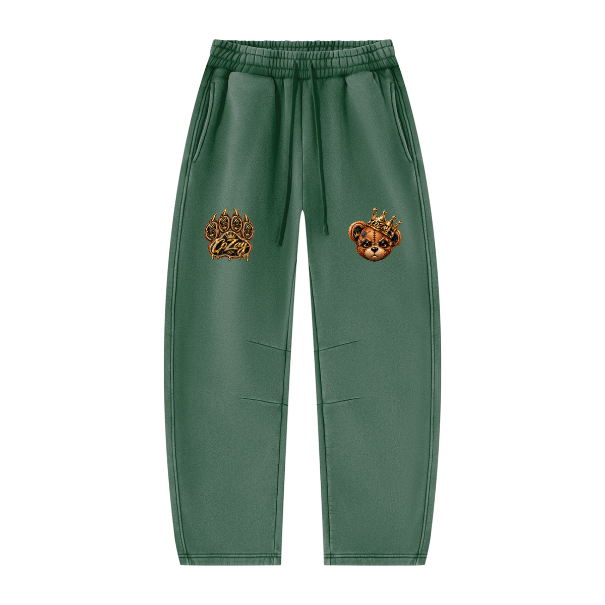 CoZay Cartier Bear Unisex Vintage Wash Barrel Leg Fleece Sweatpants