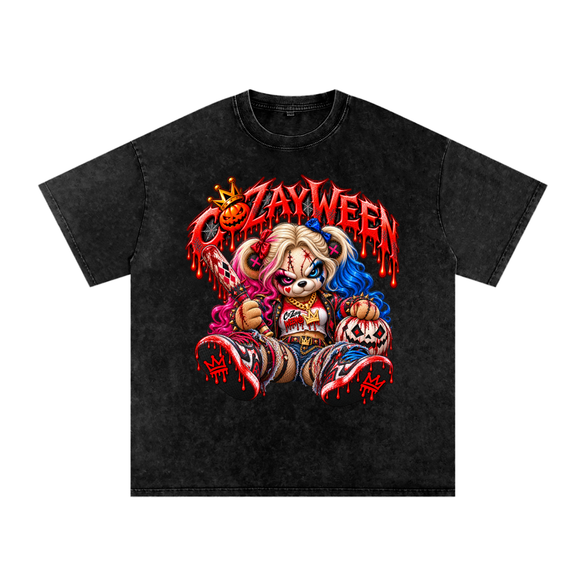 CoZayWeen Harley Snow Washed Oversized Cotton T-Shirt