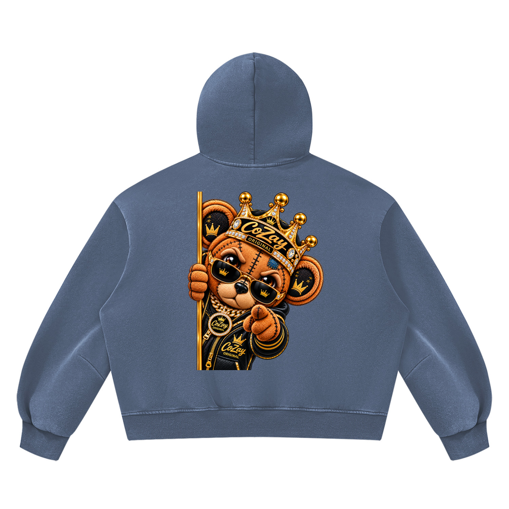 CoZay Original ICU Bear Unisex Vintage Wash Boxy Fleece Hoodie
