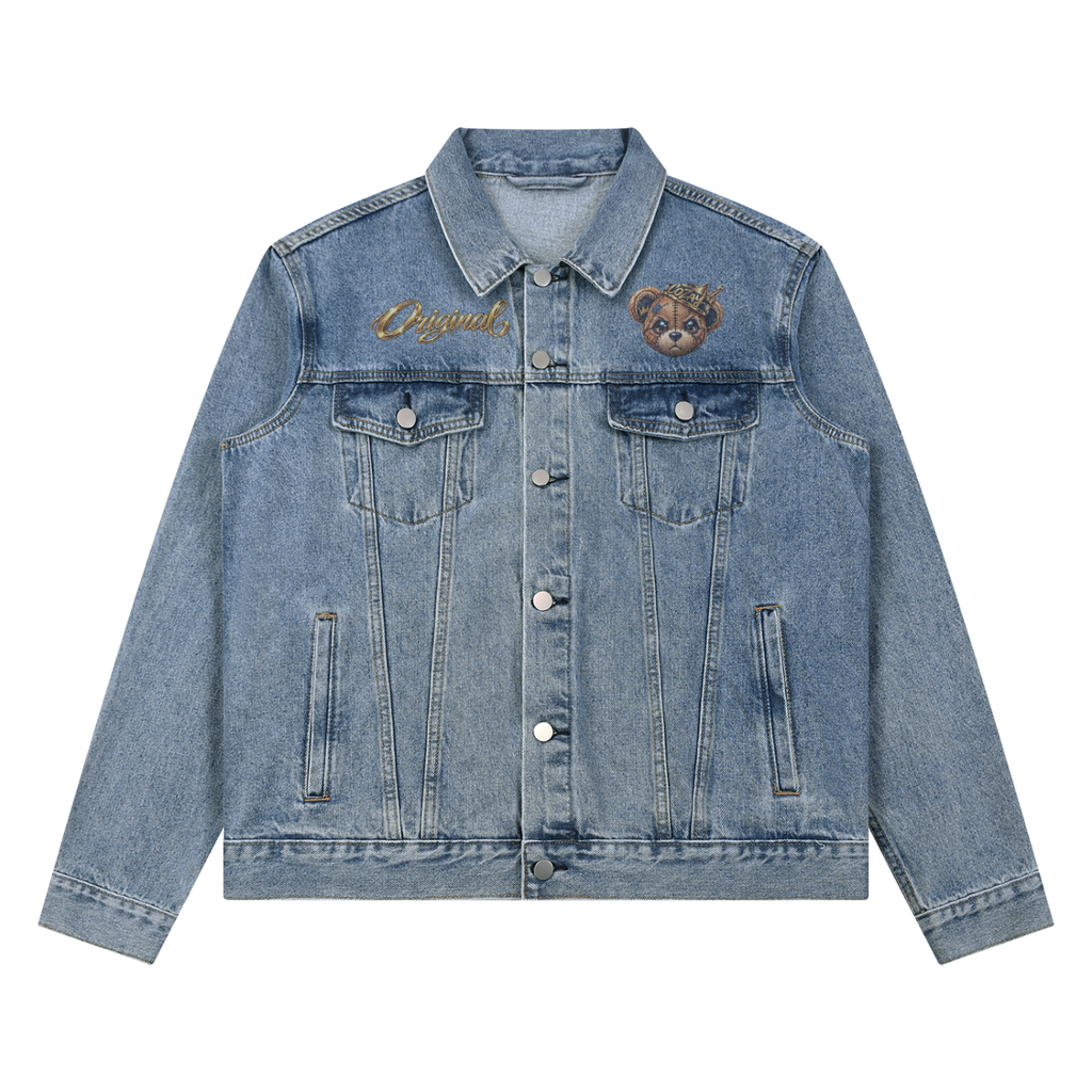 CoZay Original Bear Unisex Vintage Wash Denim Jacket