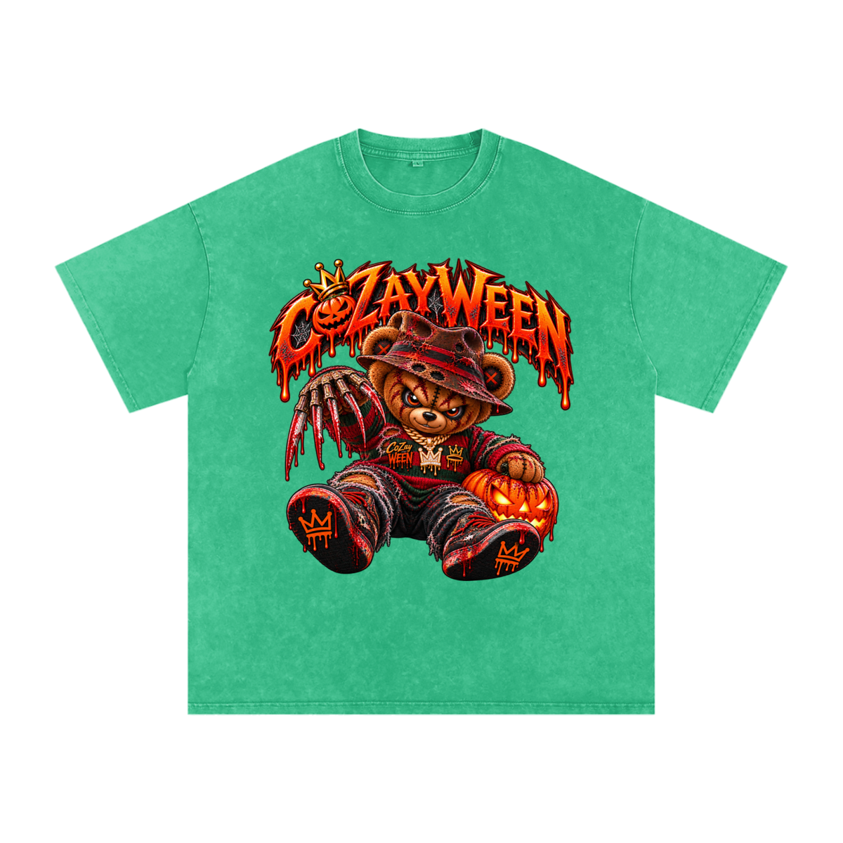 CoZayWeen Freddy Snow Washed Oversized Cotton T-Shirt
