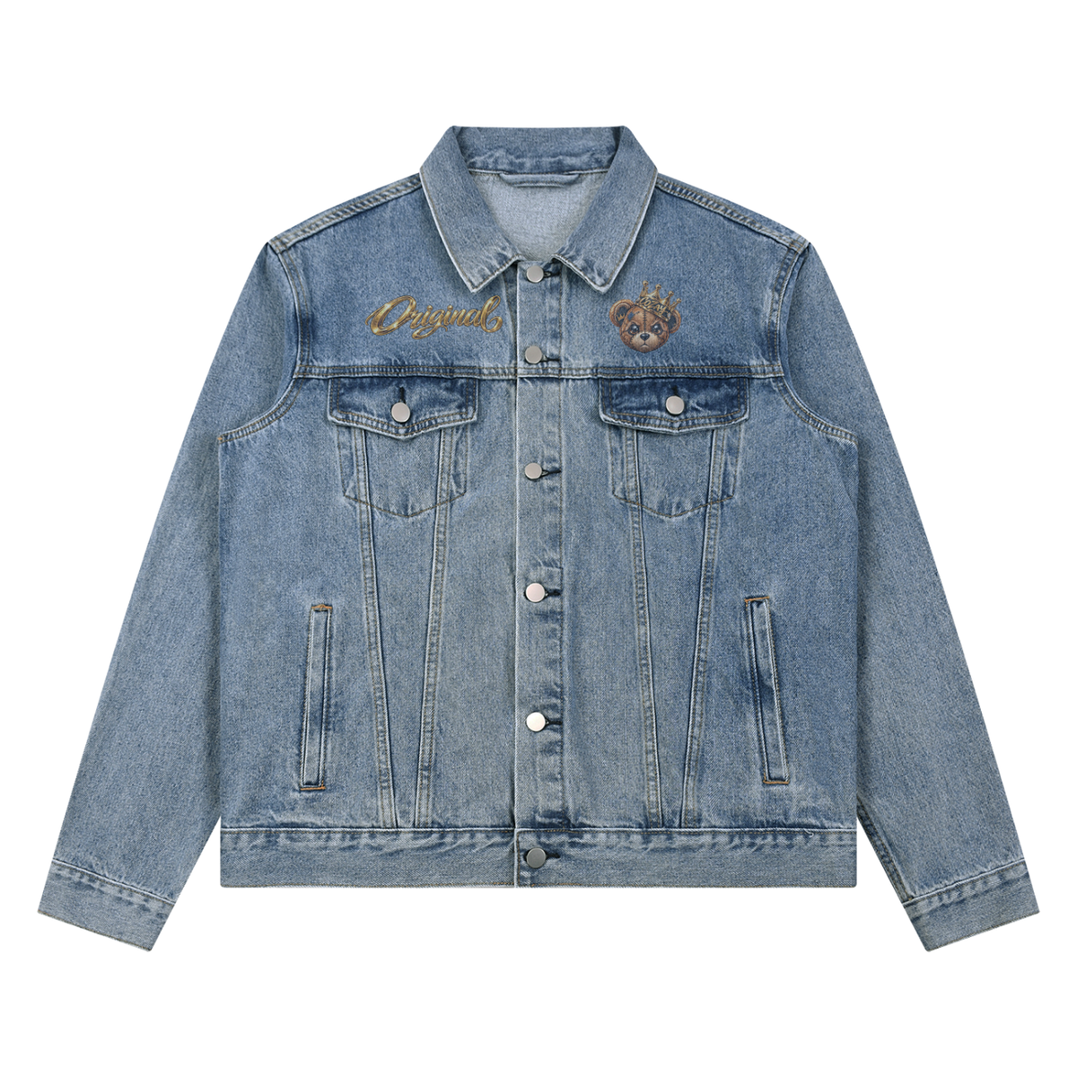 CoZay Original Bear Unisex Vintage Wash Denim Jacket